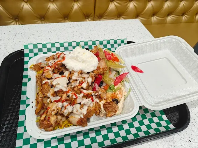 Shawarma mix plate with chicken, beef and lamb at Original Shawarma Kensington Calgary